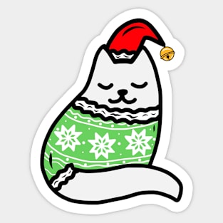 Ugly Christmas Sweater Cat Sticker